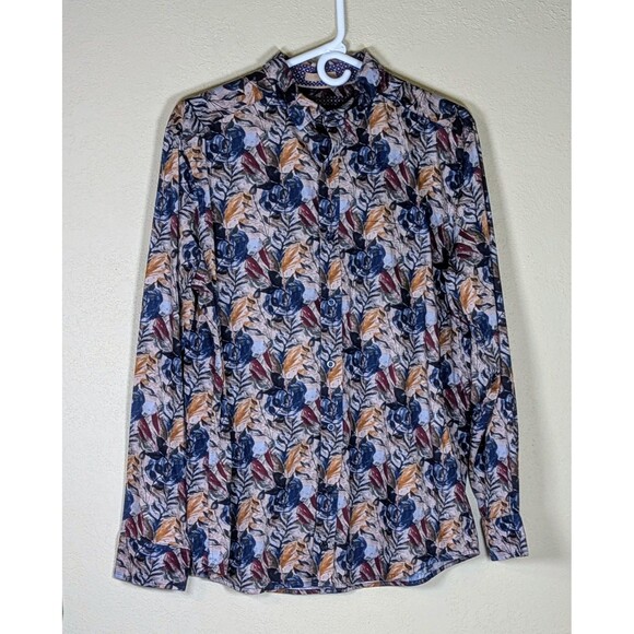 Johnston & Murphy Mens Shirt Size Medium Floral Button Up Long Sleeve Cotton - Picture 1 of 7